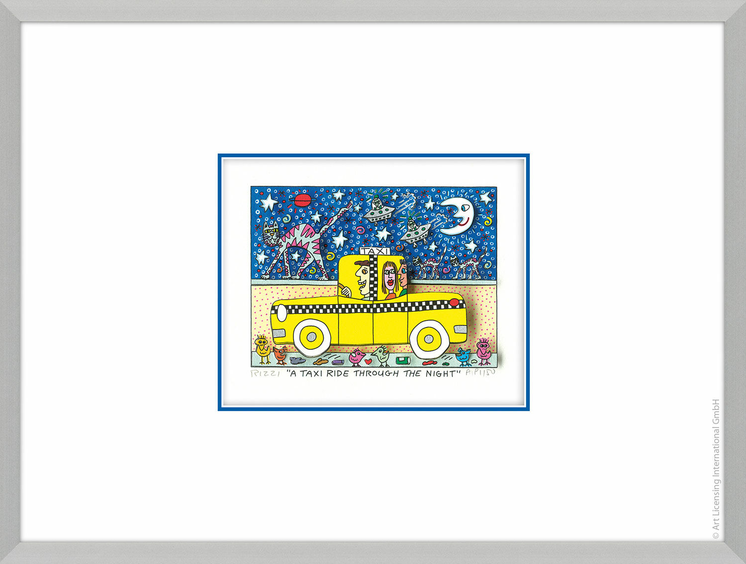 3D Picture "A Taxi Ride Through the Night" (2019), framed by James Rizzi