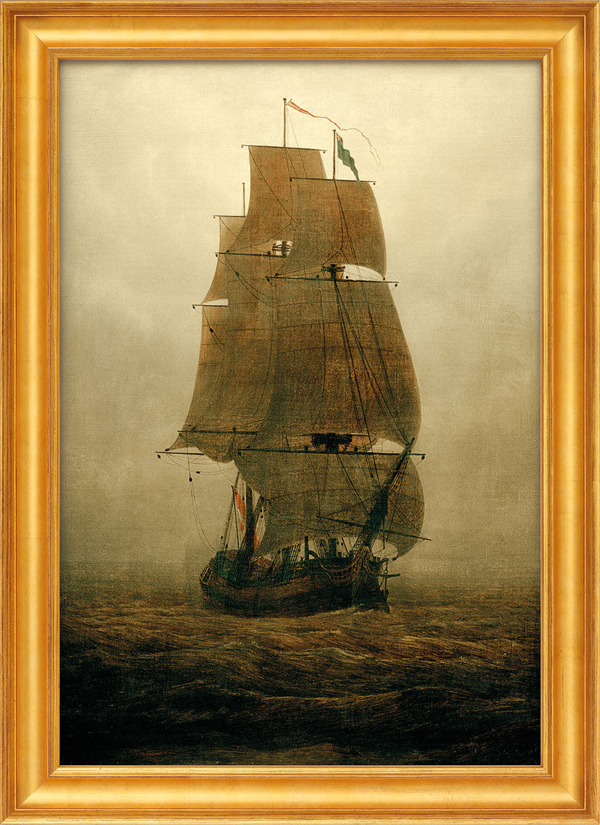 Cuadro "Velero en la niebla" (1815), enmarcado de Caspar David Friedrich