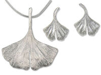 Ginkgo sieraden gezet in 925 sterling zilver