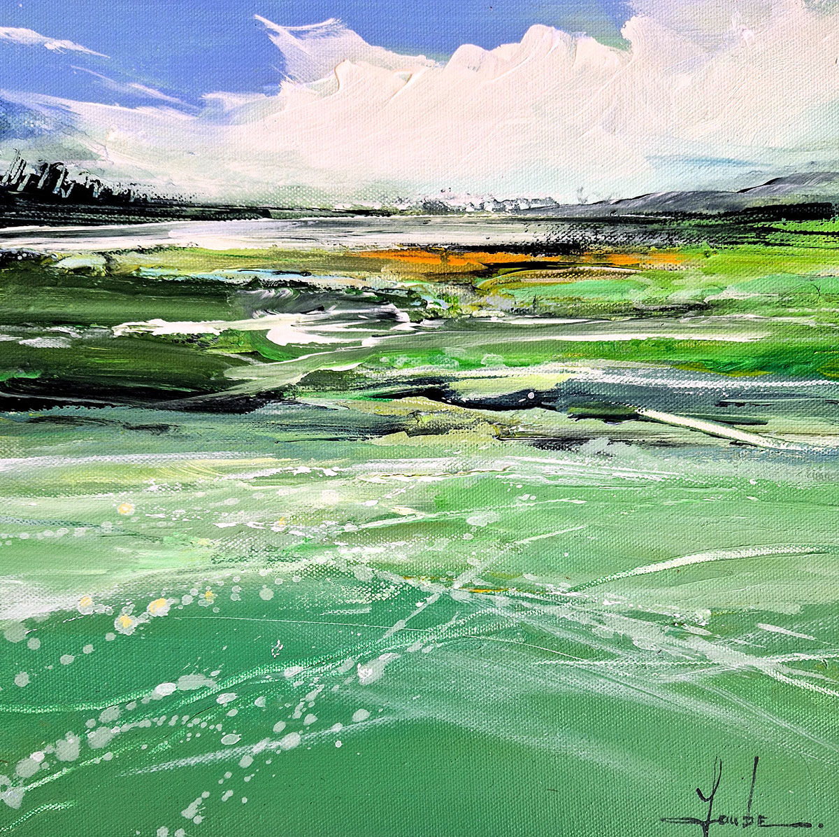 Bild "Breath of Summer Green" (2026) (Original / Unikat), auf Keilrahmen von Irina Laube