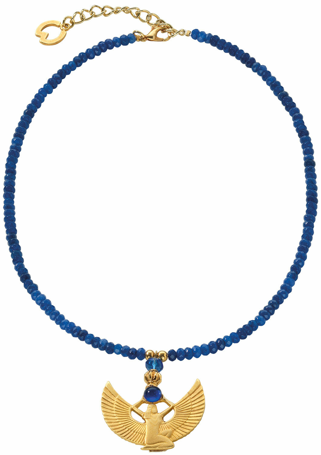 Collier "Isis ailée" avec perles d'agate bleue von Petra Waszak