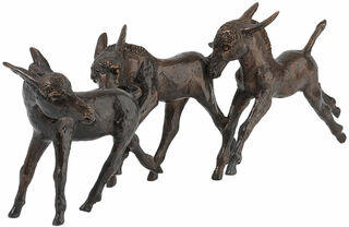 Sculptural group "Three Donkey Foals", bronze