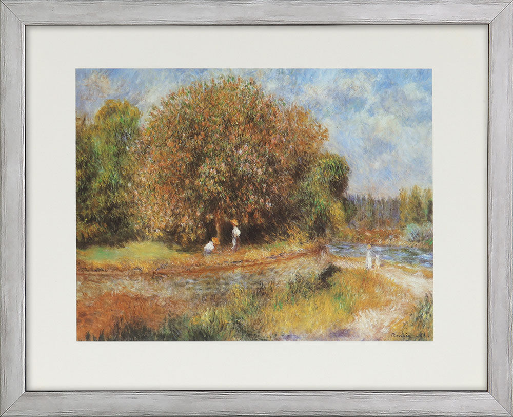 Bild "Blühender Kastanienbaum" (1881), gerahmt von Auguste Renoir