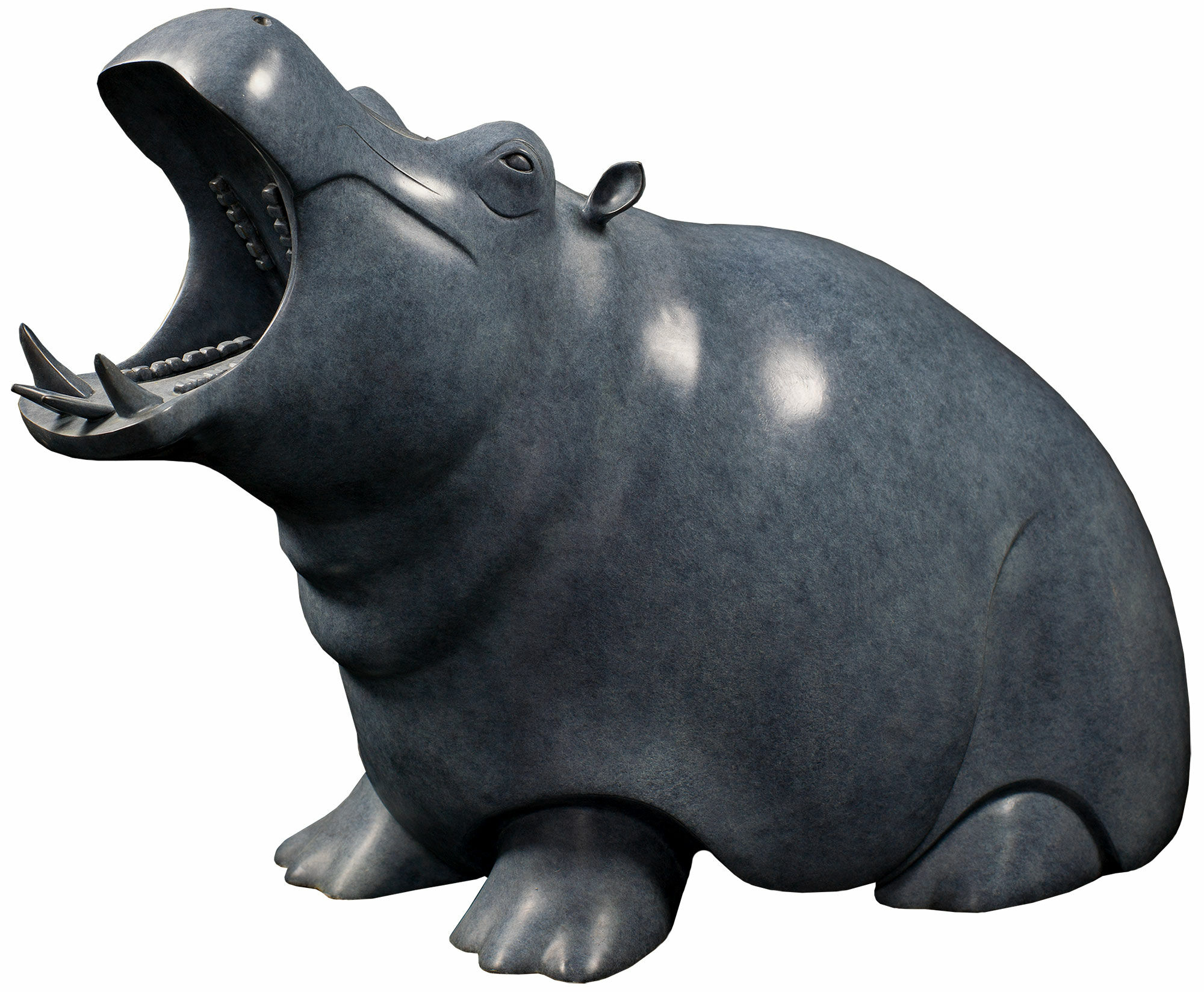 Sculpture "Hippo", bronze grey/black by Evert den Hartog