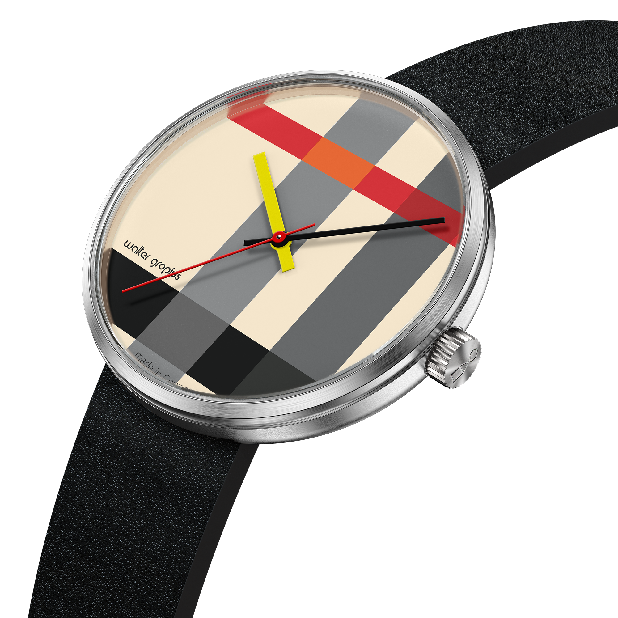 Bauhaus Walter Gropius "Forum Crossing Mondrian" polshorloge – Gemaakt in Duitsland – Saffierglas – 39 mm