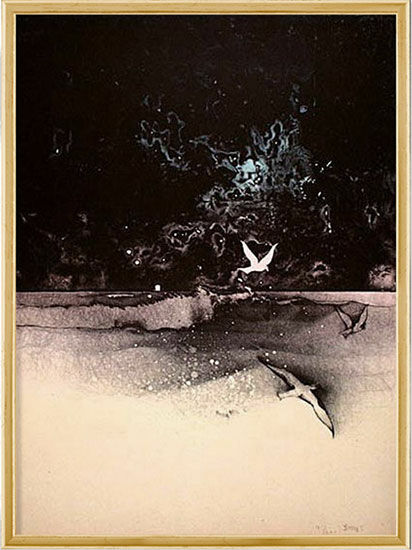 Bild "Ein Seestück" (1975), gerahmt von Bruno Bruni