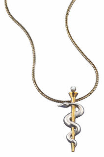 Necklace "Aesculapius", 925 sterling silver bicolour