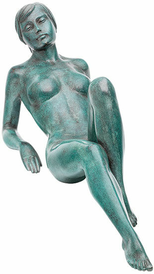 Sculptuur "De liggende vrouw", groen bronzen versie von Richard Senoner