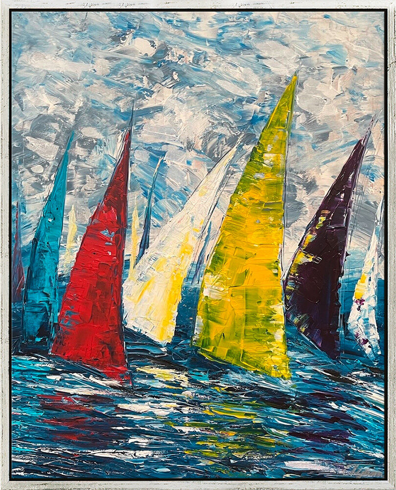 Bild "Segelboote / Sailing 9" (2024) (Original / Unikat), gerahmt von Olga Jonas