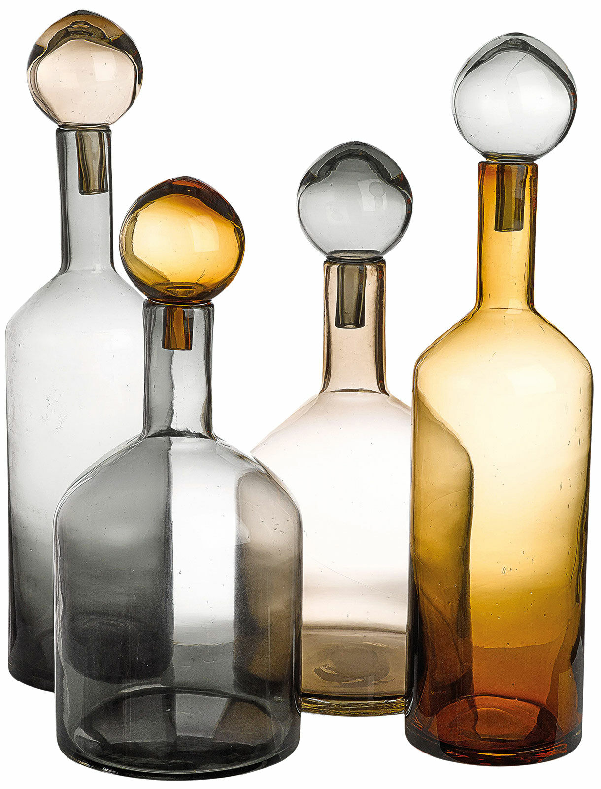 8-pcs bottle set "Bubbles & Bottles", grey/brown version by Pols Potten