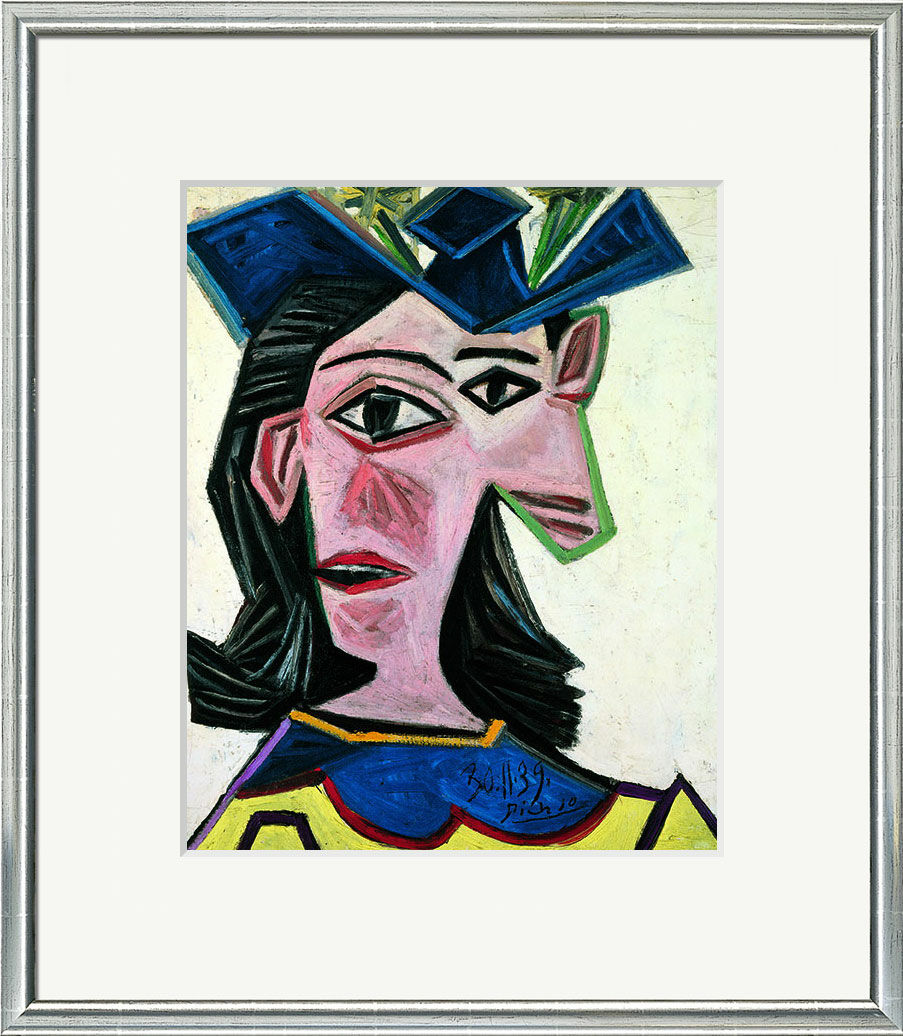Tableau "Buste de femme au chapeau (Dora)" (1939), encadré von Pablo Picasso