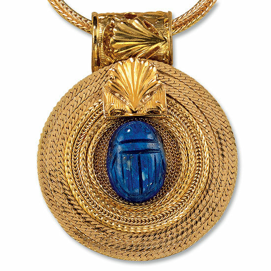 Necklace "Sun Wheel with Lapis Lazuli Scarab" by Petra Waszak
