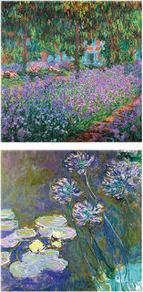 Set of Two Glass Pictures by Claude Monet