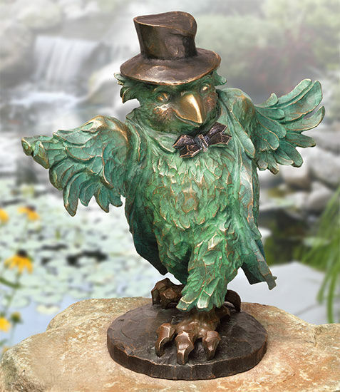 Gartenskulptur "Der Bräutigam: Die Drossel" - aus "Die Vogelhochzeit", Bronze