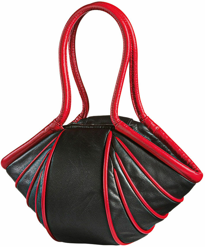 Håndtaske "Lady-Stripe", sort/rød version