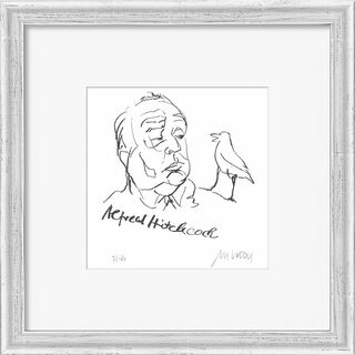 Picture "Alfred Hitchcock" (2021), framed by Armin Mueller-Stahl