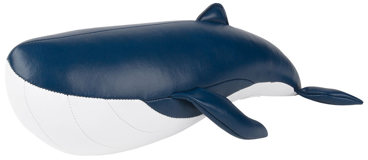Serre-livres / Butoir De Porte En Forme De Baleine – Similicuir, 2 Kg, Dimensions 21,5x13,5x15 Cm, Noir/blanc