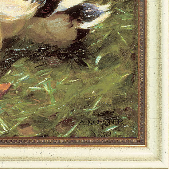 Picture "Ducks at the Water Lily Pond", framed by Alexander Koester