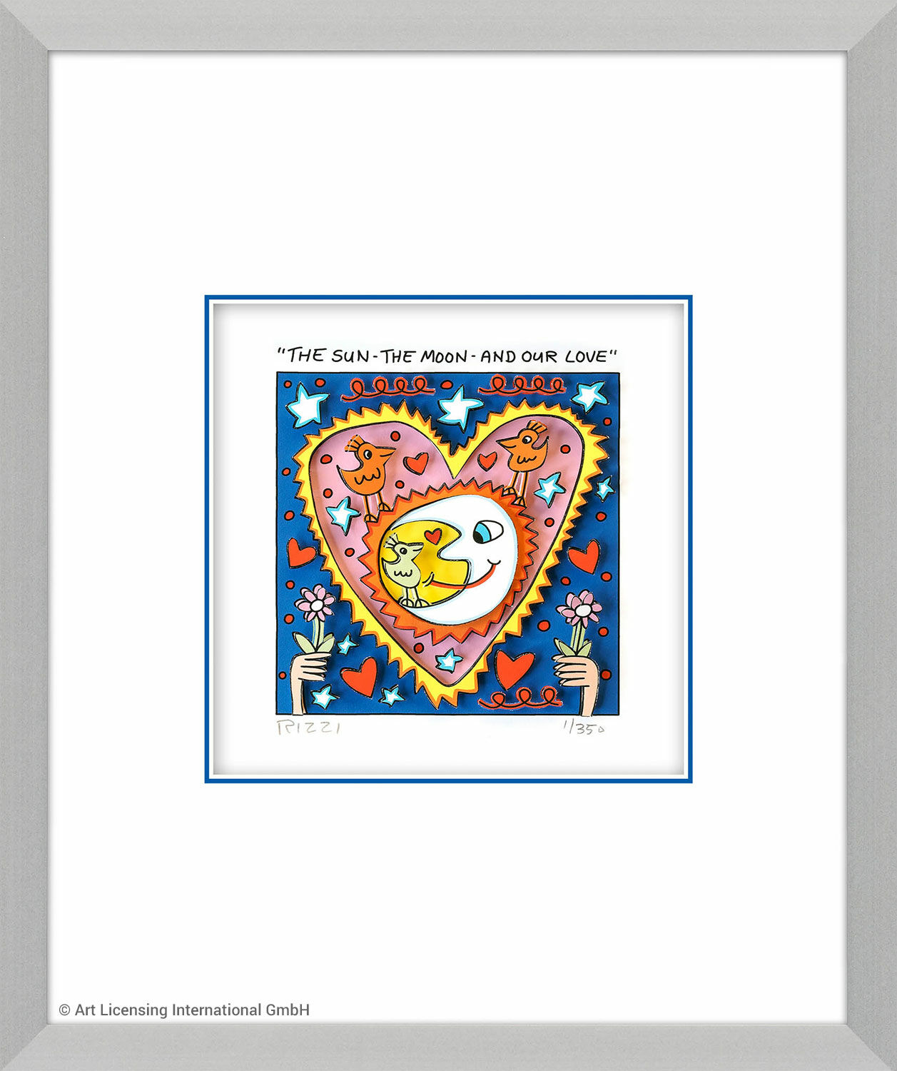 3D Picture "The Sun - The Moon - And our Love" (2022), framed by James Rizzi