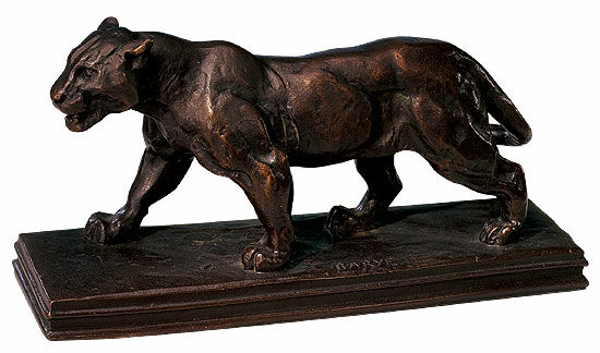 Sculpture "Striding Lion" (1900), cast metal by Antoine-Louis Barye