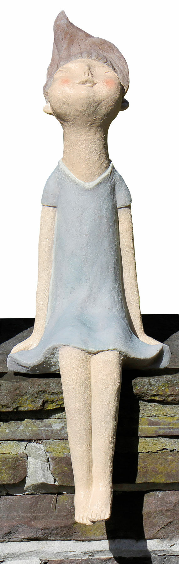 Sculpture de jardin "Shelf Sitter Girl Lucia" (fille qui s'occupe des étagères)