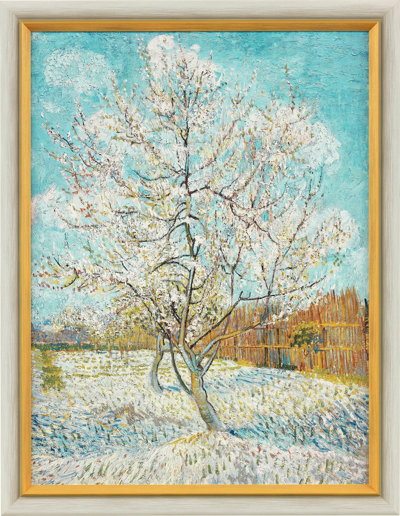 Picture "The Pink Peach Tree" (1888), framed by Vincent van Gogh