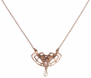 Art Nouveau-halskæde "Dianne" med perle