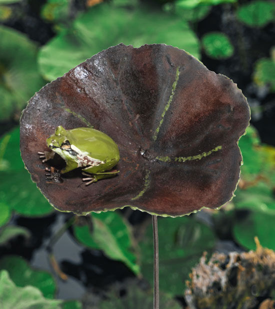 Piquet de jardin "Feuille de lotus avec grenouille"