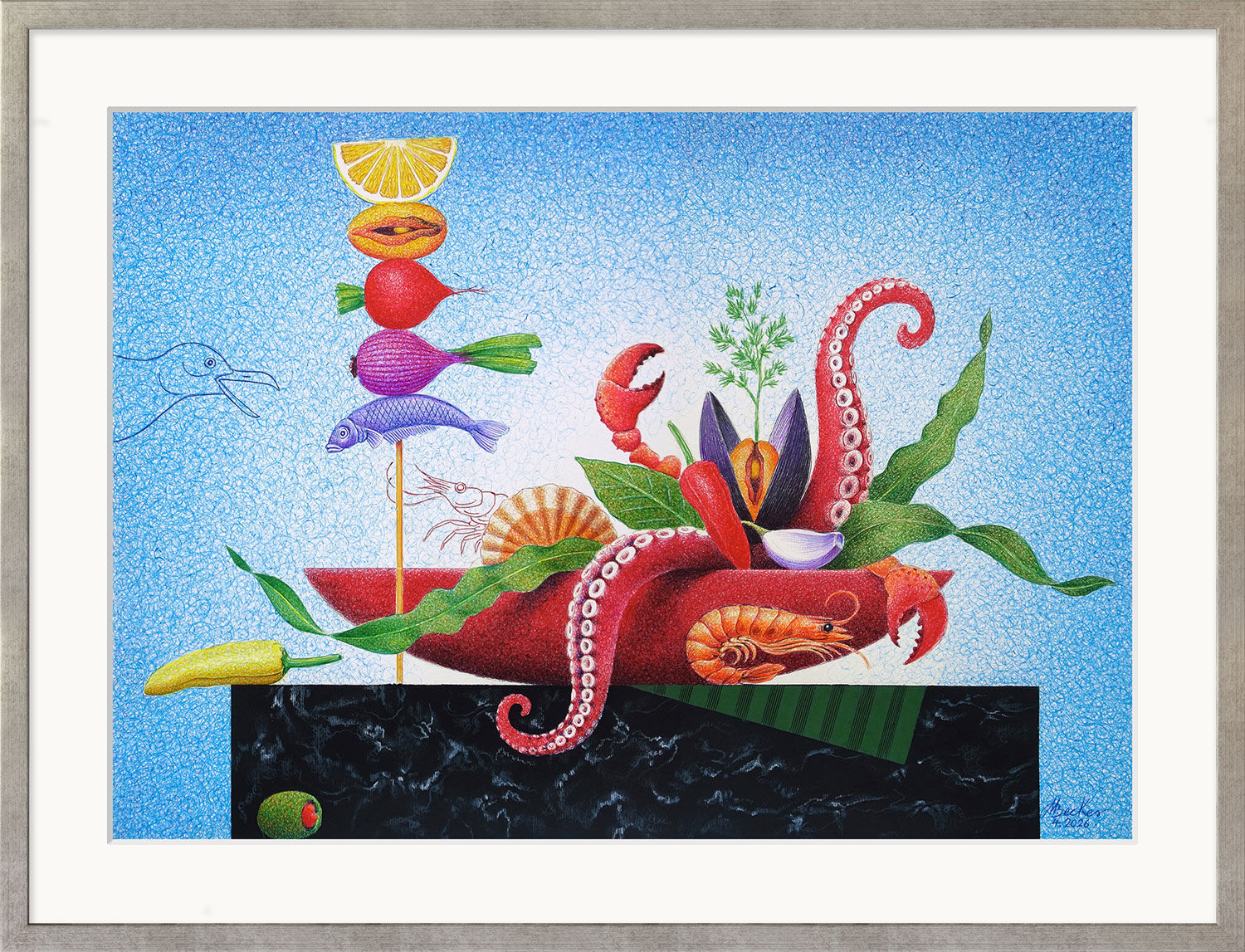 Bild "Frutti di Mare" (2026) (Original / Unikat), gerahmt von Michael Becker