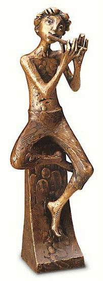 Haveskulptur "Fløjtespiller", bronze