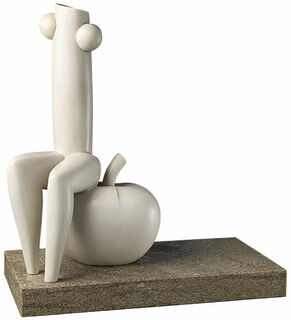 Skulptur "Eva auf Apfel", Version in Steinguss