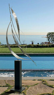 Steel sculpture "Cross Wind" by BJ Keith