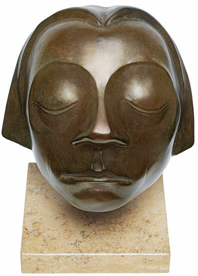 Skulptur "Head of the Güstrow Memorial", reduktion i bronze von Ernst Barlach