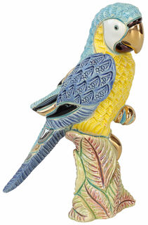 Keramikfigur "Blauer Papagei"