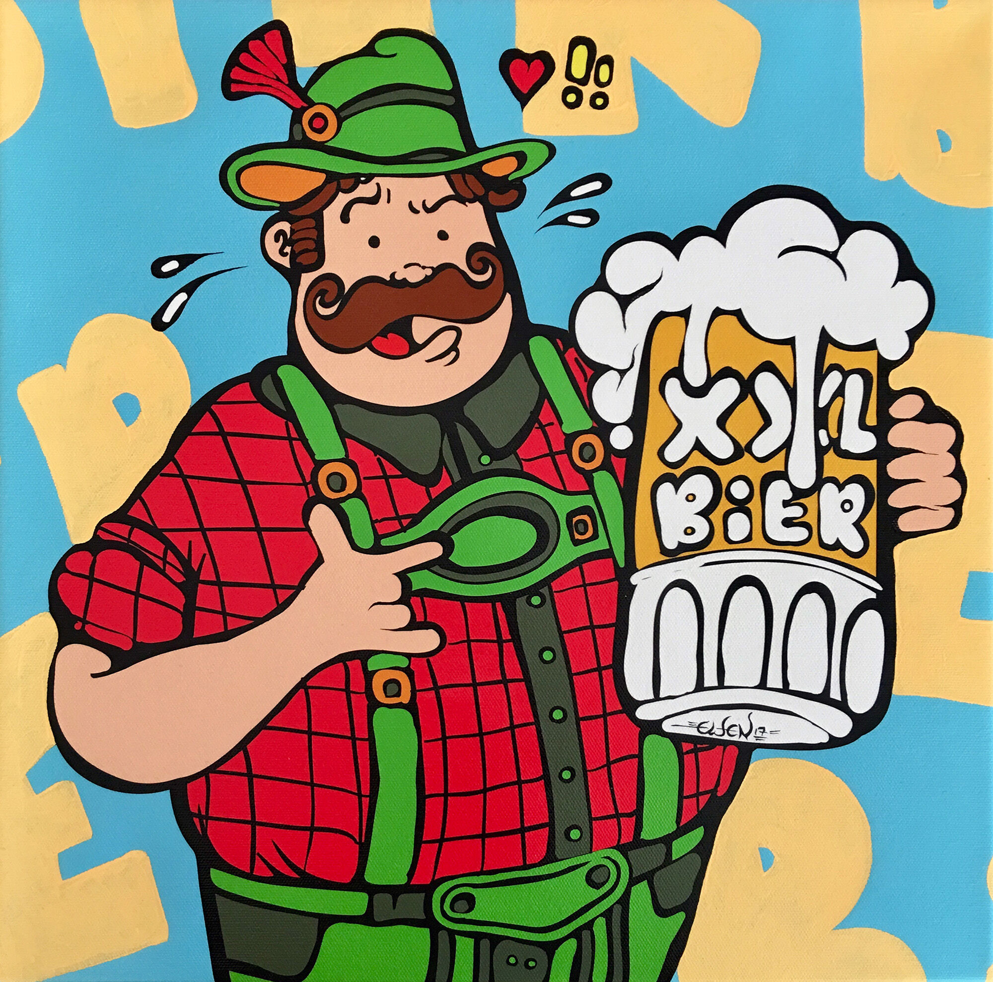 Schilderij "XXL Bavarian" (2017) (Uniek stuk) van Ewen Gur