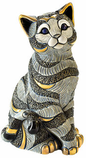 Keramikfigur "Sitzende Katze", blaue Version