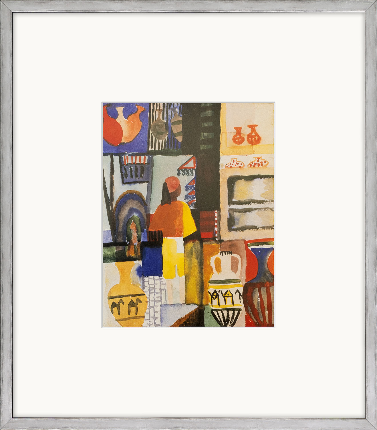 Billede "Købmand med kander" (1914), indrammet af August Macke