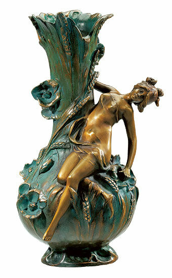 Vase "Coquelicot", bundet bronzeversion von Louis Auguste Moreau