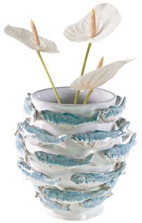 Vaso in ceramica "Seaside Wreath" con decorazione 3D a forma di pesce