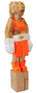 Escultura de madera "Boxer Neon Orange" (2024) (Pieza original / única) de Jörg Herz