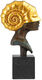 Büste "Kopf der Ammonite", Version in Bronze teilvergoldet von Michael Becker