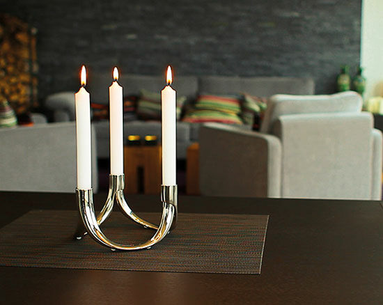3-branch candle holder "Bow" (extendable, without candles) by Philippi
