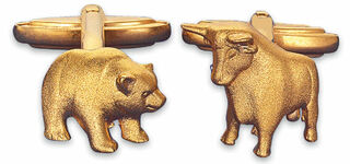 Cuff links "Bull and Bear", gold-plated version