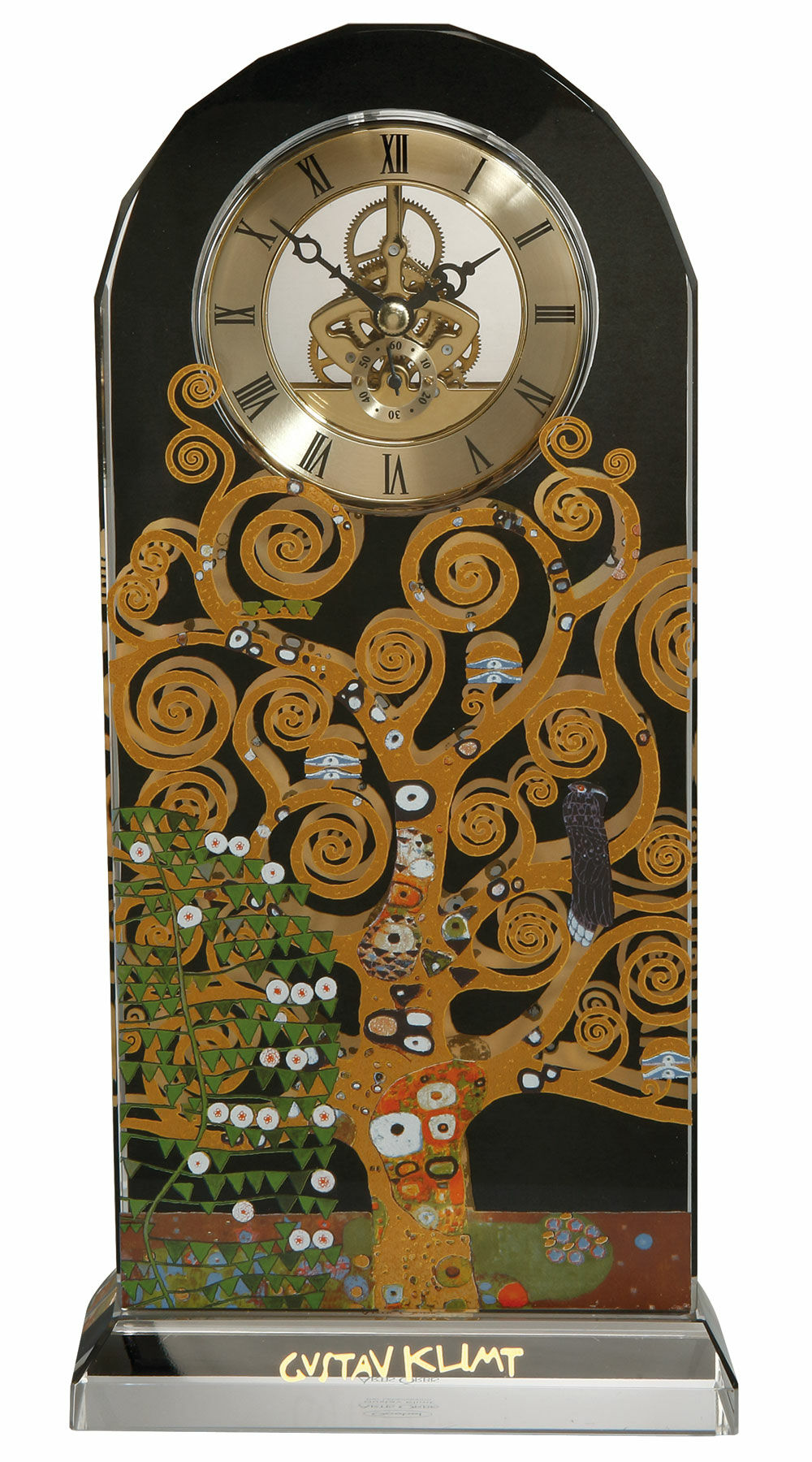 Horloge de table "L'arbre de vie" avec décoration dorée von Gustav Klimt