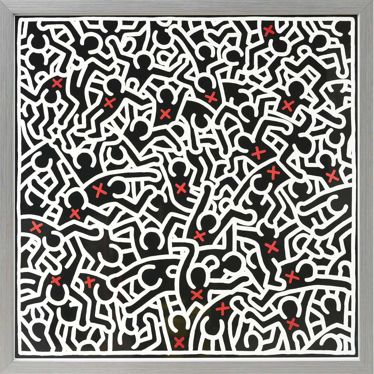 Beeld "Zonder titel, april" (1985), ingelijst von Keith Haring