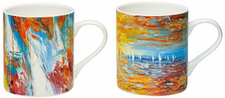 Set of 2 mugs "Seaside", porcelain