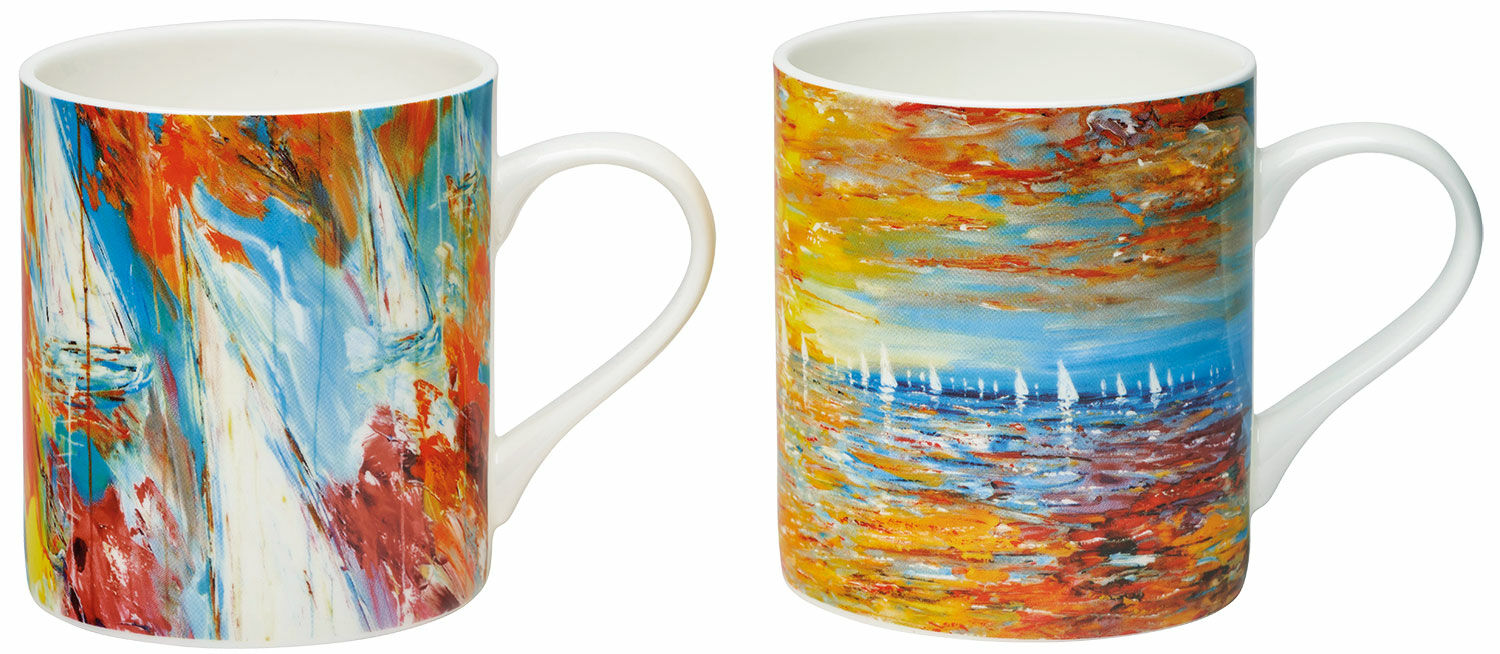 Set of 2 mugs "Seaside", porcelain by Peter Nottrott