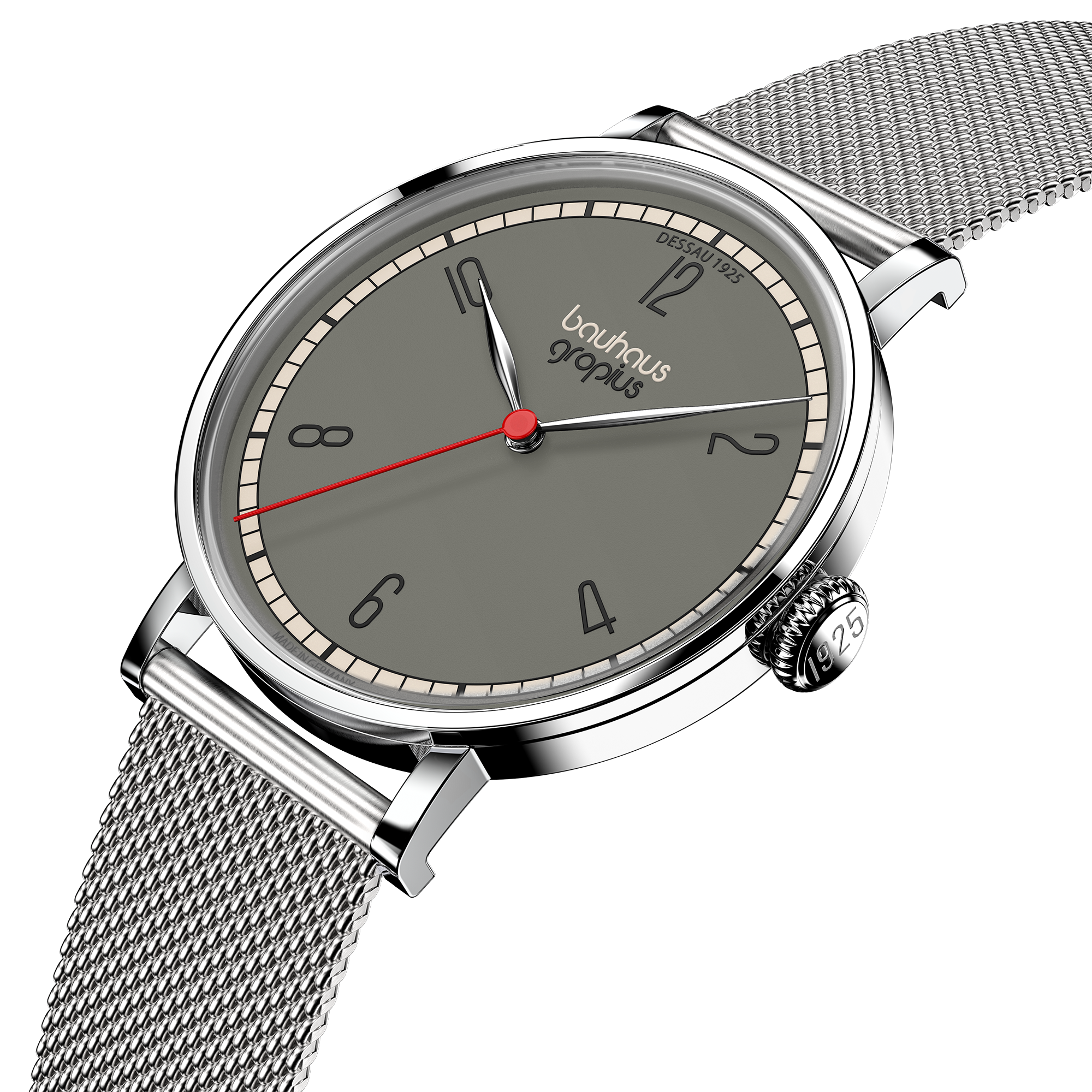Bauhaus Walter Gropius-polshorloge „Dessau 1925“ – Made in Germany – Saffierglas – 38 mm