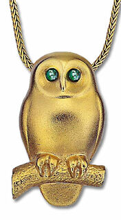 Necklace "Emerald Owl", gold-plated version