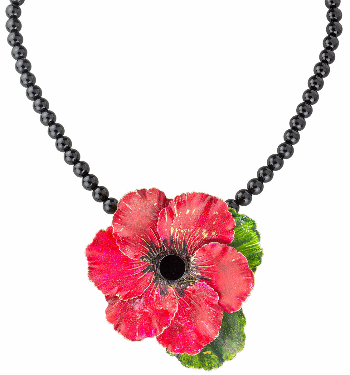Pearl necklace "Poppy Flower" by Petra Waszak